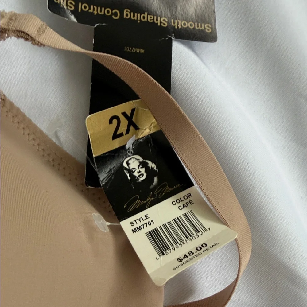 Marilyn Monroe Café Beige Bra shaping slip dress with lace 2X - Picture 2 of 6